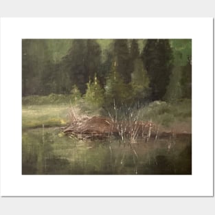 Pond With Green Oil on Canvas Posters and Art